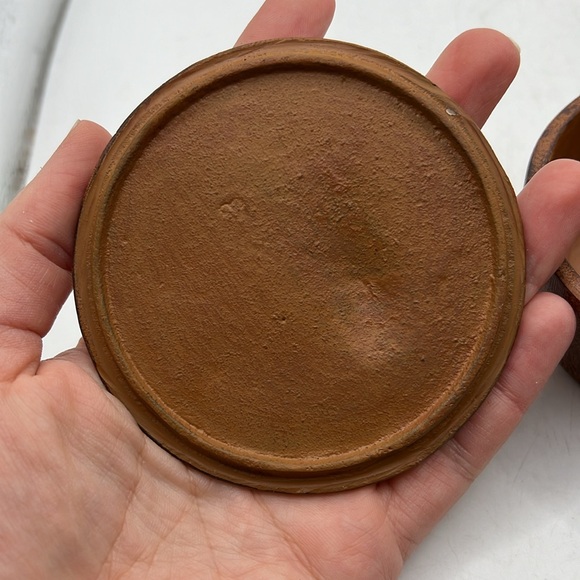 Vintage Round Clay Stone Trinket Jewelry Box Container Storage Art Decor - Picture 9 of 15